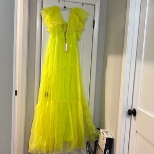 NWT Cinq a Sept Chrishelle ruffle sleeve Tiered Maxi 100% silk -10